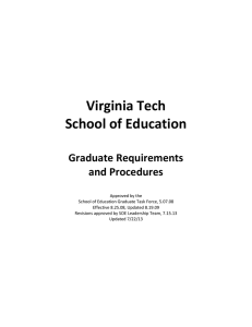 Virginia Tech School of Education  Graduate Requirements