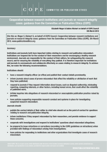 Cooperation between research institutions and journals on research integrity