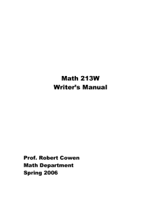 Math 213W Writer’s Manual  Prof. Robert Cowen
