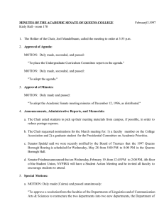 MINUTES OF THE ACADEMIC SENATE OF QUEENS COLLEGE February 13, 1997