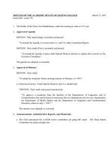 MINUTES OF THE ACADEMIC SENATE OF QUEENS COLLEGE March 13, 1997