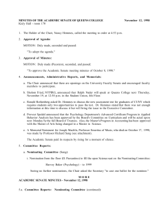 MINUTES OF THE ACADEMIC SENATE OF QUEENS COLLEGE