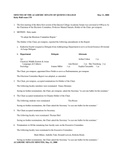 MINUTES OF THE ACADEMIC SENATE OF QUEENS COLLEGE May 11, 2000