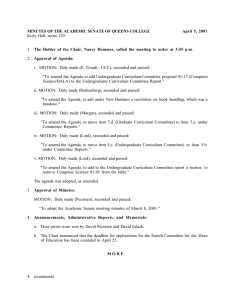 MINUTES OF THE ACADEMIC SENATE OF QUEENS COLLEGE