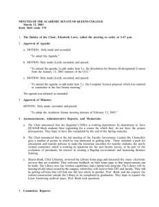 MINUTES OF THE ACADEMIC SENATE OF QUEENS COLLEGE