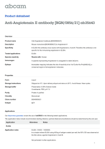 Anti-Angiotensin II antibody [BGN/0856/21] ab35643 Product datasheet Overview Product name