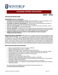 2014 – 2015 EXCHANGE STUDENT APPLICATION APPLICATION INSTRUCTIONS