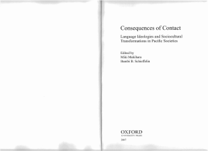 Consequences of Contact OXFORD Language Ideologies and Sociocultural Transformations in Pacific Societies