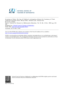 Invariance of Ratio: The Case of Children's Anticipatory Scheme for... Author(s): Guershon Harel, Merlyn Behr, Richard Lesh, Thomas Post