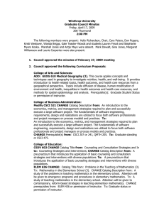 Winthrop University Graduate Council Minutes 2:00 PM Friday, April 17, 2009