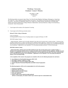 Winthrop  University Graduate  Council  Minutes November 21, 2003 116 McLaurin
