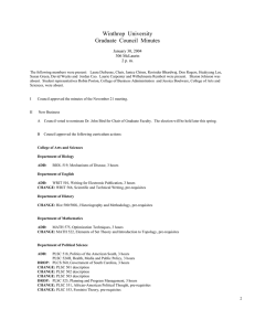 Winthrop  University Graduate  Council  Minutes January 30, 2004 306 McLaurin