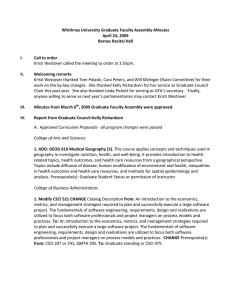 Winthrop University Graduate Faculty Assembly‐Minutes  April 24, 2009  Barnes Recital Hall   