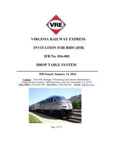 VIRGINIA RAILWAY EXPRESS INVITATION FOR BIDS (IFB)  IFB No. 016-001