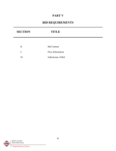 PART V  BID REQUIREMENTS SECTION
