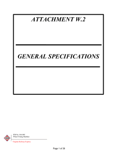 ATTACHMENT W.2  GENERAL SPECIFICATIONS  