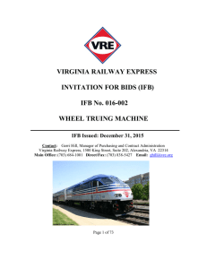 VIRGINIA RAILWAY EXPRESS INVITATION FOR BIDS (IFB)  IFB No. 016-002