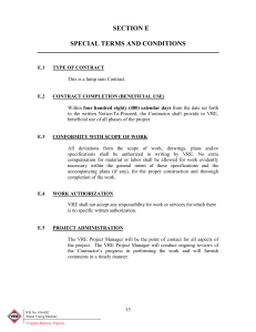 SECTION E  SPECIAL TERMS AND CONDITIONS
