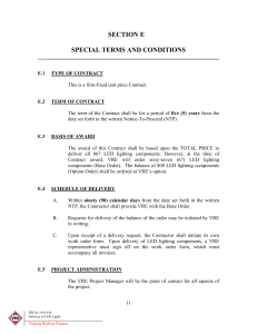 SECTION E  SPECIAL TERMS AND CONDITIONS
