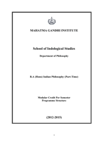 School of Indological Studies MAHATMA GANDHI INSTITUTE (2012-2015)