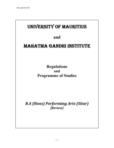 UNIVERSITY OF MAURITIUS MAHATMA GANDHI INSTITUTE and Regulations
