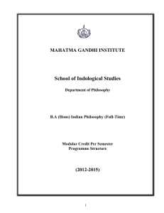 School of Indological Studies  MAHATMA GANDHI INSTITUTE (2012-2015)