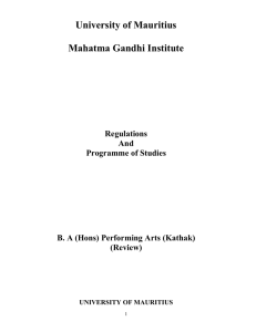 University of Mauritius  Mahatma Gandhi Institute Regulations