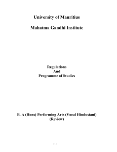 University of Mauritius  Mahatma Gandhi Institute Regulations