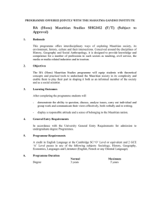 BA (Hons) Mauritian Studies SHG1412 (F/T) (Subject to Approval)