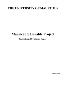 Maurice Ile Durable Project THE UNIVERSITY OF MAURITIUS Analysis and Synthesis Report