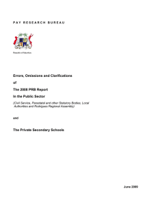Errors, Omissions and Clarifications of The 2008 PRB Report In the Public Sector