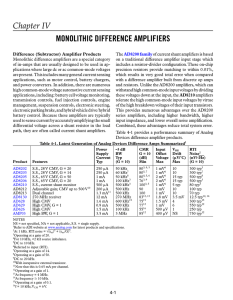 Chapter IV MONOLITHIC DIFFERENCE AMPLIFIERS