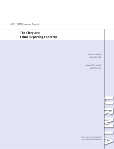 URMIA The Clery Act: Crime Reporting Concerns 2012 URMIA Journal Reprint