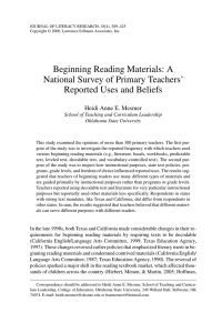 Beginning Reading Materials: A National Survey of Primary Teachers’