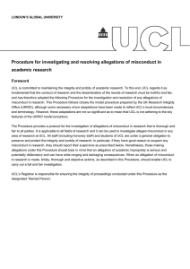 Procedure for investigating and resolving allegations of misconduct in academic research Foreword