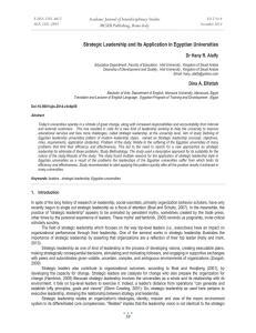 Strategic Leadership and Its Application in Egyptian Universities MCSER Publishing, Rome-Italy