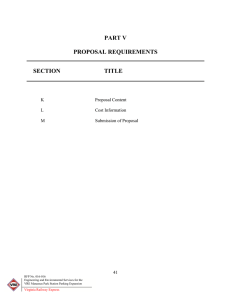 PART V PROPOSAL REQUIREMENTS SECTION