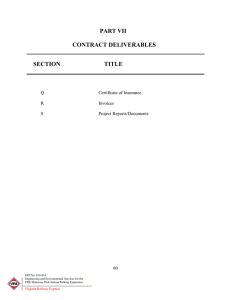 PART VII  CONTRACT DELIVERABLES SECTION