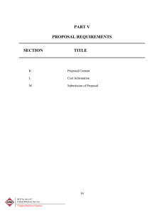 PART V PROPOSAL REQUIREMENTS SECTION