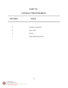 PART VII  CONTRACT DELIVERABLES SECTION