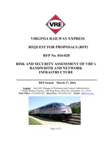 VIRGINIA RAILWAY EXPRESS REQUEST FOR PROPOSALS (RFP)  RFP No. 016-020