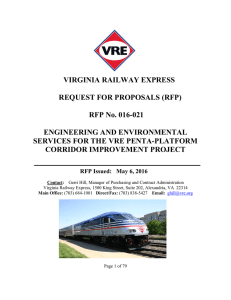 VIRGINIA RAILWAY EXPRESS REQUEST FOR PROPOSALS (RFP)  RFP No. 016-021