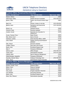 UNCW Telephone Directory Alphabetical Listing by Department Office: 910-962-3137