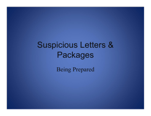Suspicious Letters &amp; Packages Being Prepared