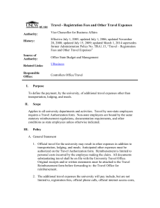Travel - Registration Fees and Other Travel Expenses