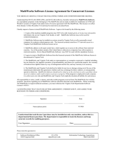 MathWorks Software License Agreement for Concurrent Licenses  