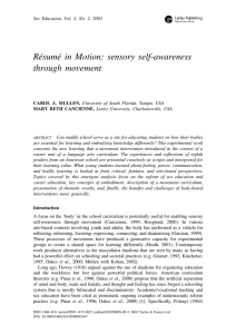 Re´sume´ in Motion: sensory self-awareness through movement