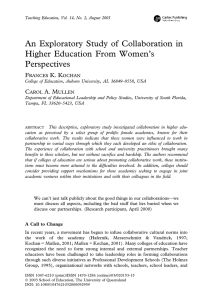 An Exploratory Study of Collaboration in Higher Education From Women’s Perspectives F