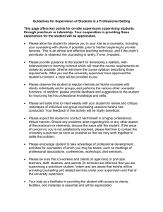 Guidelines for Supervision of Students in a Professional Setting