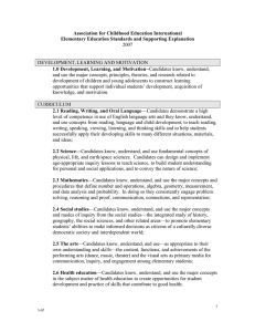 Association for Childhood Education International Elementary Education Standards and Supporting Explanation